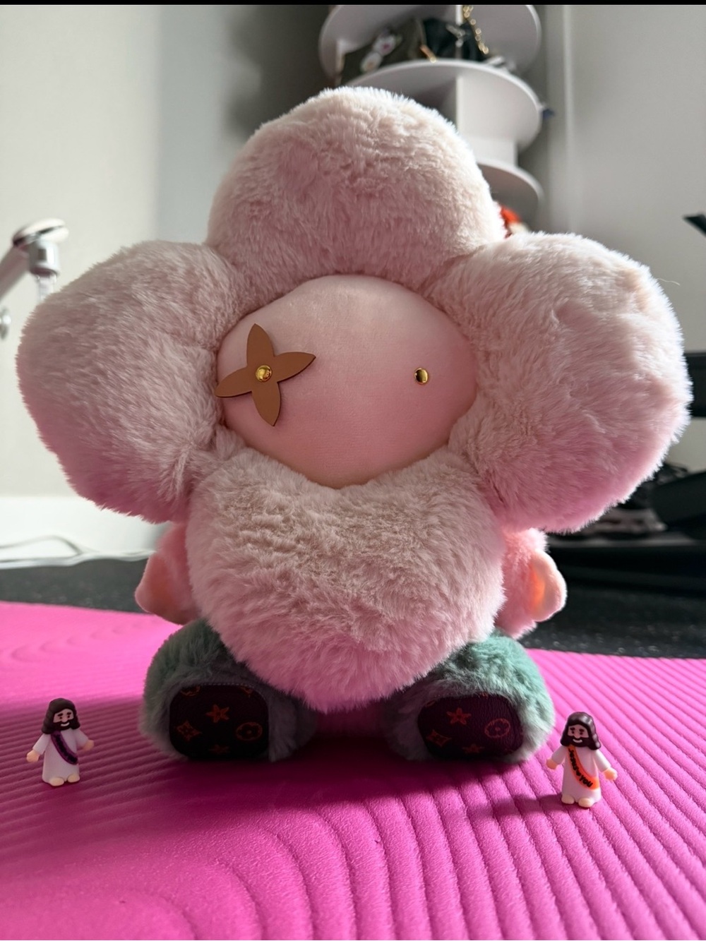 Plush Flower Character Soft Pink & Green Collectible
